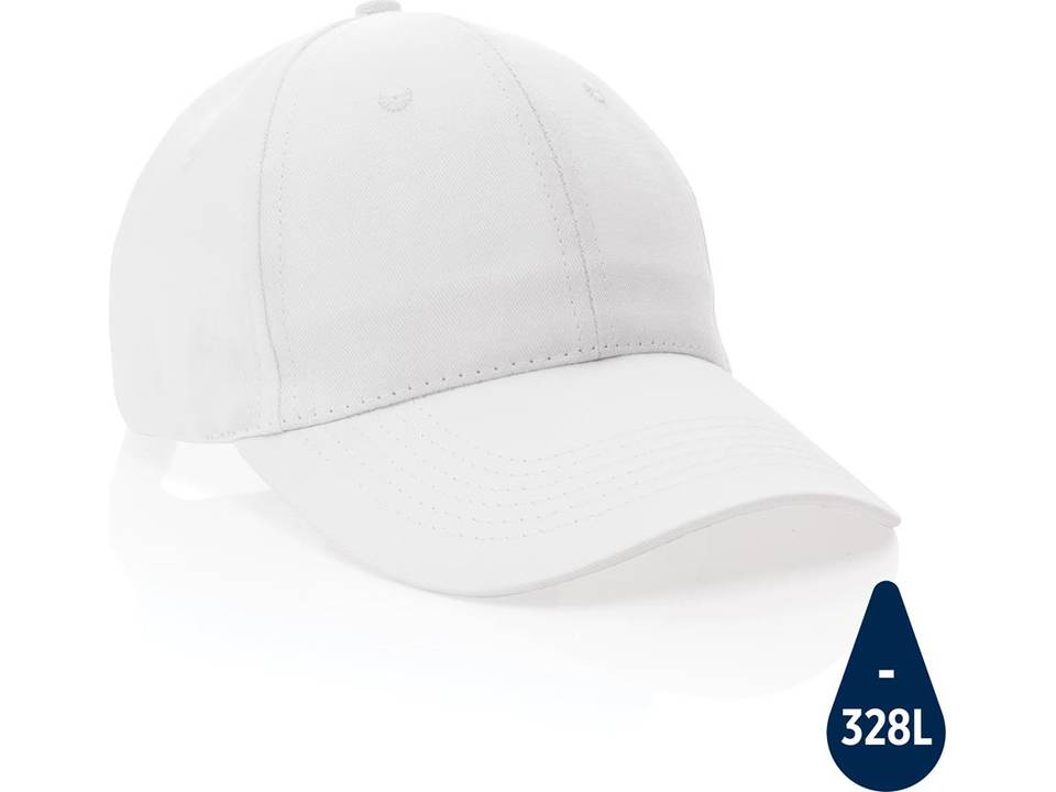 Impact 6 panel 190gr gerecycled katoenen cap met AWARE™ trac -wit