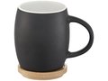 Hearth ceramic mug with wood lid/coaster