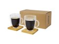 Manti 2-piece 350 ml double-wall glass cup with bamboo coaster