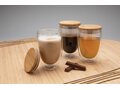 Double wall borosilicate glass with bamboo lid 350ml 2pc set 6