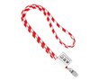 Custom-made polyester lanyard with two-color cord and full-color or woven label – fully custom design 1