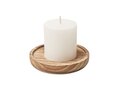 Candle on round wooden base