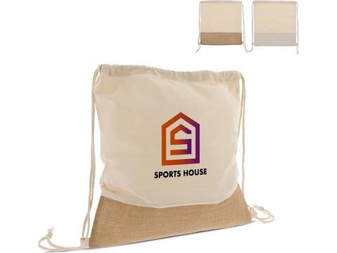 Drawstring bag Jute with cotton cords 38x41cm