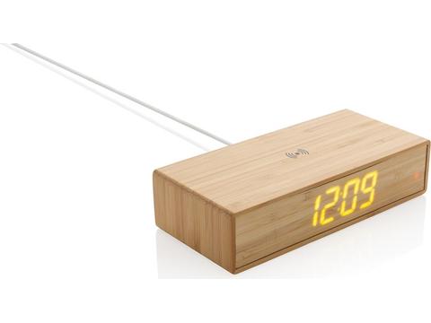 Bamboo alarm clock with 5W wireless charger