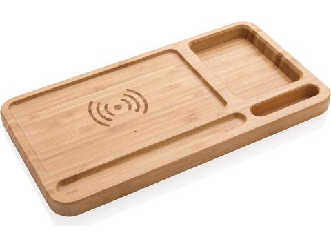 Bamboo desk organiser 5W wireless charger