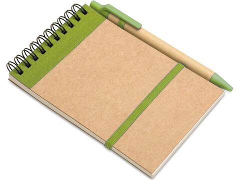 Recycled paper notebook and pen