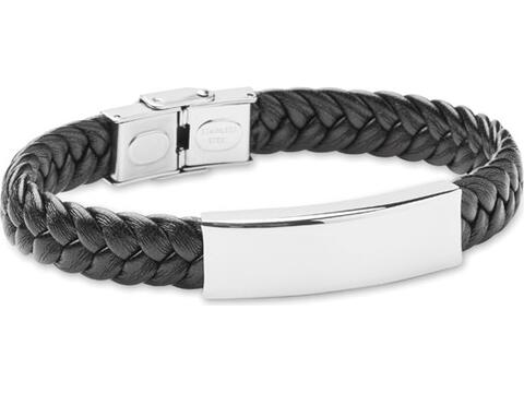 Braided faux leather bracelet - 21 cm.