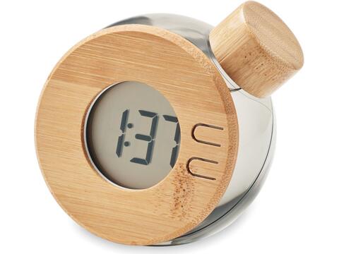 Water powered bamboo LCD clock