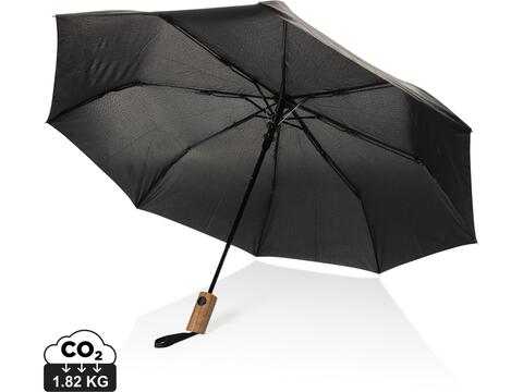 Kaycey 21" AWARE™ RPET Acacia wood mini auto open umbrella