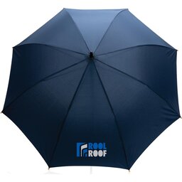 23" Impact AWARE™ RPET 190T auto open bamboe paraplu-navy-gepersonaliseerd