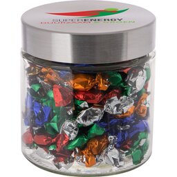 Glazen pot 0,9 liter gevuld met Metallic Sweets bedrukken