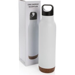 Lekvrije isoleer fles met kurk - 650 ml-wit-verpakking