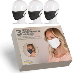 Set van 3 maskers in geschenkdoos zwart