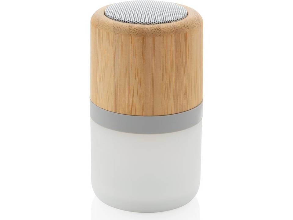 Draadloze bamboe 3W speaker met sfeerlicht bedrukken