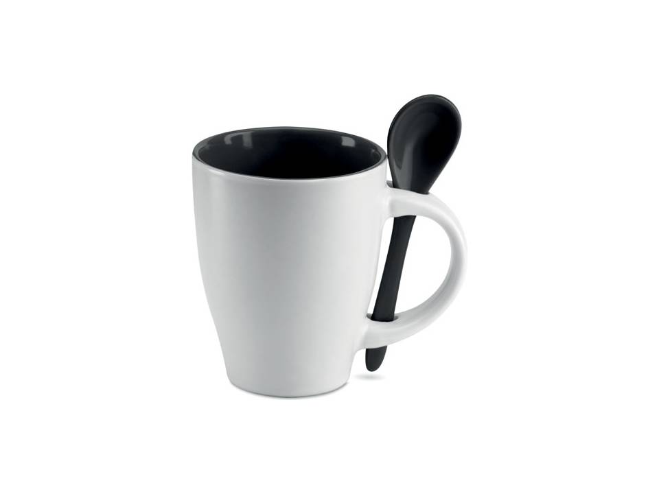 Keramisch koffiemok met lepel - 250 ml