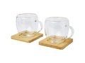 Tasse Manti 2 pièces en verre à double paroi de 250 ml avec sous-verre en bambou 5