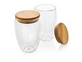 Set de 2 Verres double paroi 350ml avec couvercle en bambou