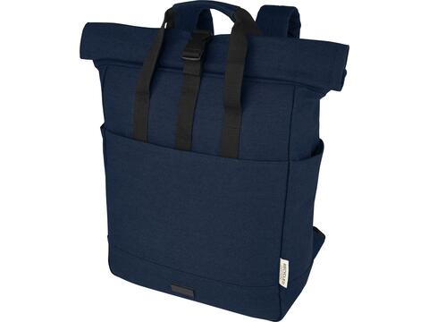 Sac à dos pour ordinateur portable Joey de 15 L en toile recyclée GRS 15 pouces avec dessus enroulable