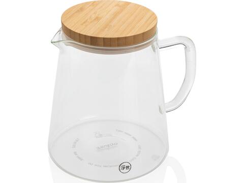 Carafe d'eau 1,2L en verre avec couvercle en bambou Ukiyo