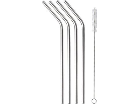 Set de 4 pailles en acier inoxydable