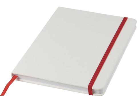 Carnet de notes blanc A5 Spectrum avec élastique de couleur