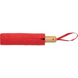 21" Impact AWARE™ RPET 190T bamboo auto open dicht paraplu-rood-gesloten achterzijde