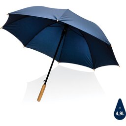 23" Impact AWARE™ RPET 190T auto open bamboe paraplu-navy