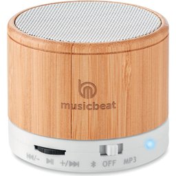 Bamboo Speaker Round-wit gepersonaliseerd