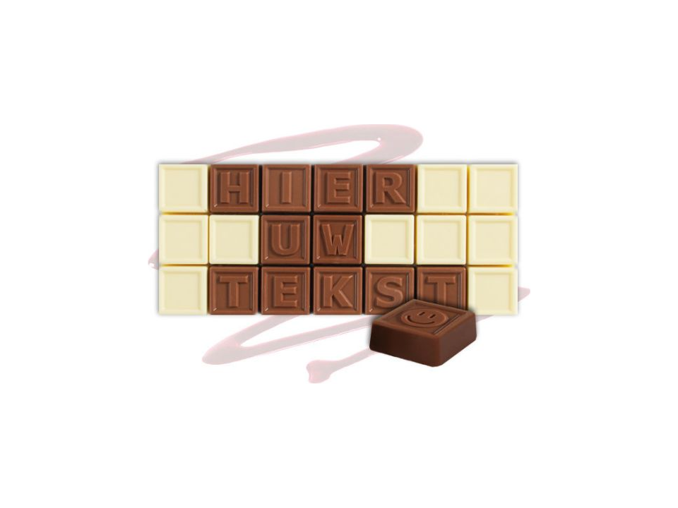 Chocotelegram 21 chocolade letters - eigen tekst