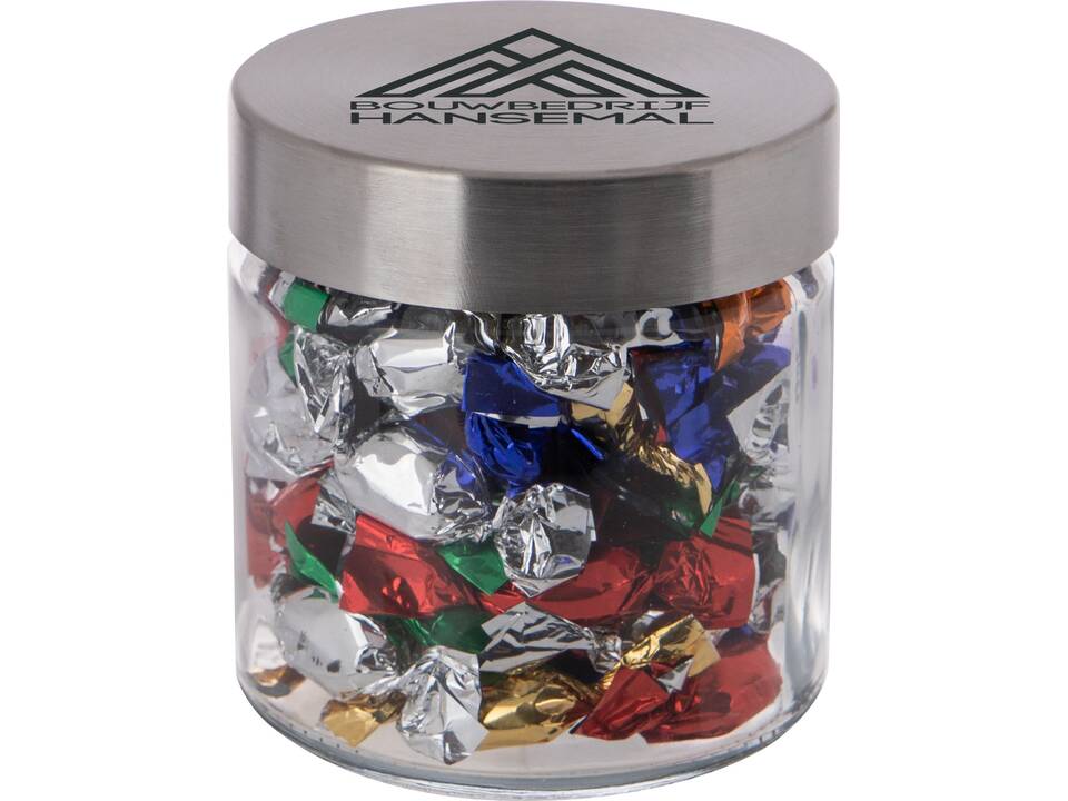 Glazen pot 0,35 liter gevuld met Metallic Sweets bedrukken