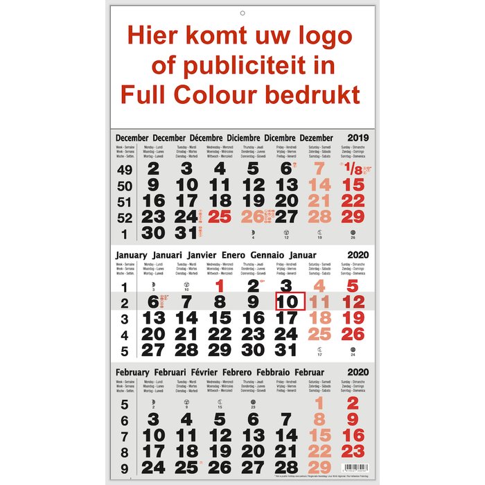 3-maandkalender Full colour bedrukt