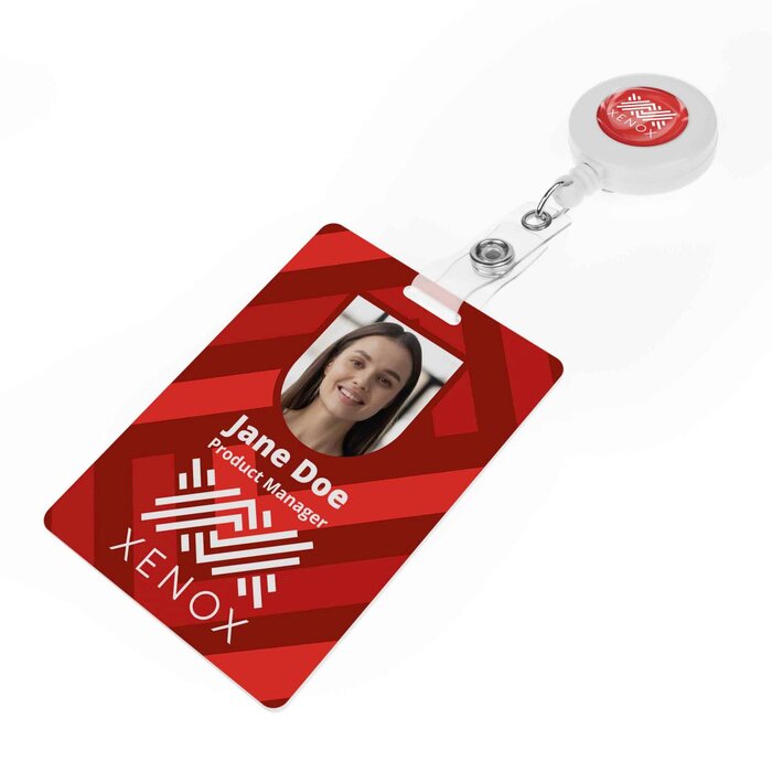 Company Pass Badge 70 x 100 mm rollerclip bedrukken