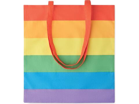 Duurzame boodschappentas met regenboogdesign 38x42cm