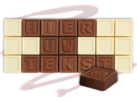 Chocotelegram 21 chocolade letters - eigen tekst