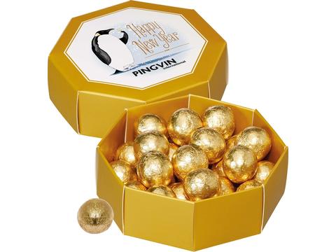 Geschenkdoos met gouden chocoladekogels