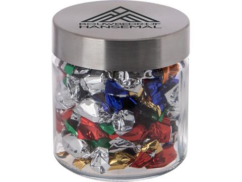 Glazen pot 0,35 liter gevuld met Metallic Sweets