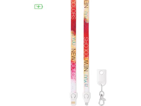Custom-Made 2-in-1 sublimatie lanyard met geïntegreerde oplaadkabel – volledig eigen design