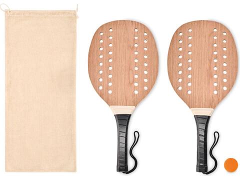 Rozenhout strand tennis set