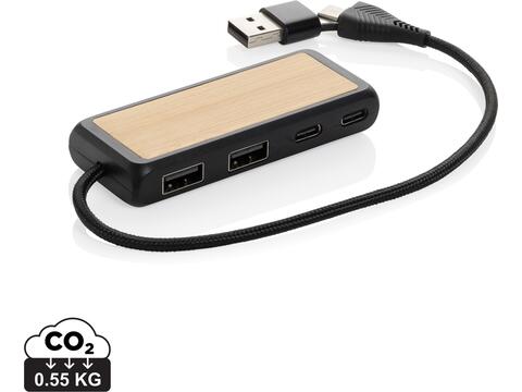 Link RCS gerecycled plastic en bamboe dubbeleUSB-hub