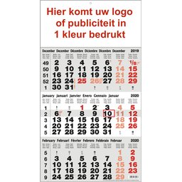 3-maandkalender 1 kleur bedrukt