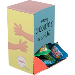 Display box gevuld met Tiny Tony's Chocolonely bedrukken