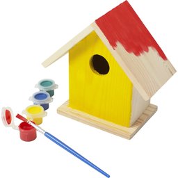 Houten vogelhuisje met verf set 1