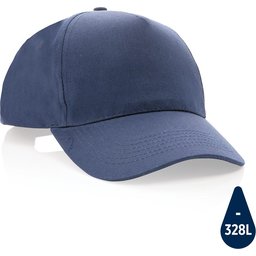 Impact 5 panel 190gr gerecycled katoenen cap met AWARE™ trac-navy