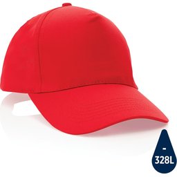 Impact 5 panel 190gr gerecycled katoenen cap met AWARE™ trac-rood