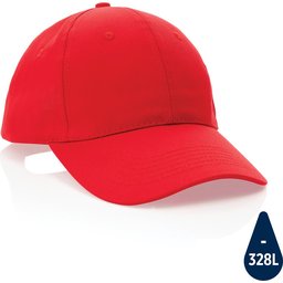 Impact 6 panel 190gr gerecycled katoenen cap met AWARE™ trac -rood