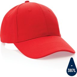 Impact 6 panel 280gr gerecycled katoenen cap met AWARE™ trac-rood