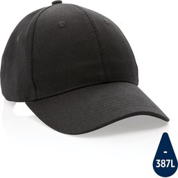 Impact 6 panel 280gr gerecycled katoenen cap met AWARE™ trac-zwart