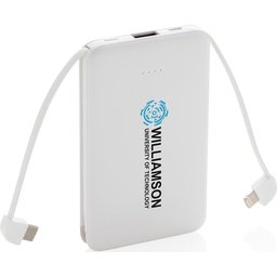 Zakformaat powerbank met geïntegreerde kabels - 5000 mAh bedrukken